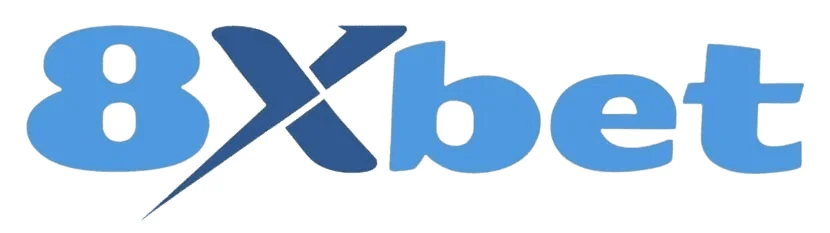 Logo chữ 8Xbet màu xanh dương với chữ X cách điệu đậm hơn, không kèm đuôi tên miền