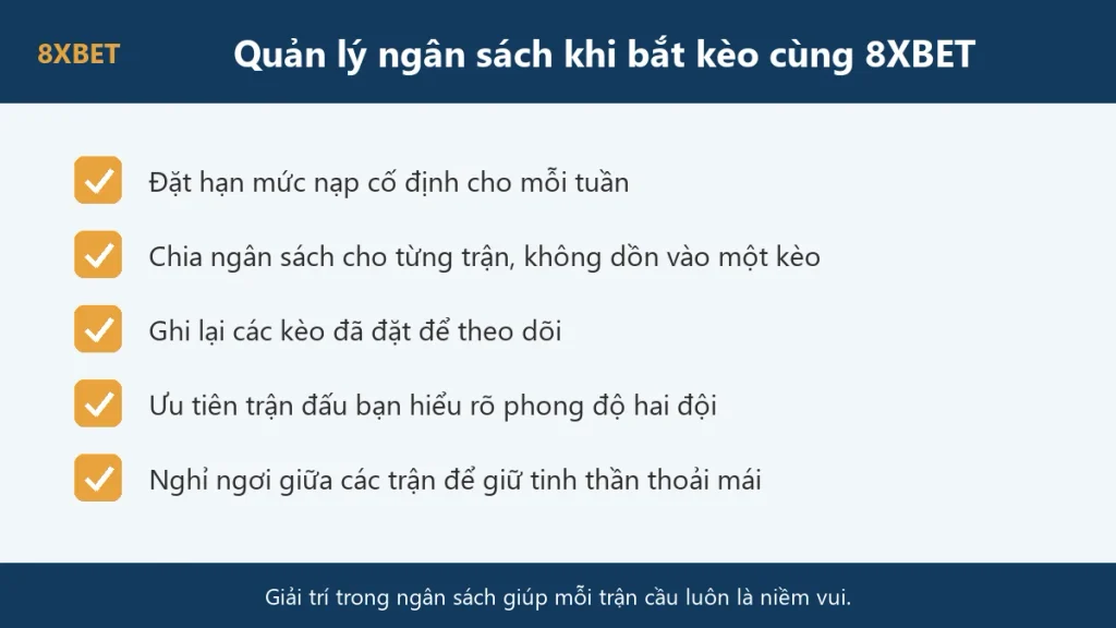 Năm mẹo quản lý ngân sách khi bắt kèo bóng đá cùng 8xbet